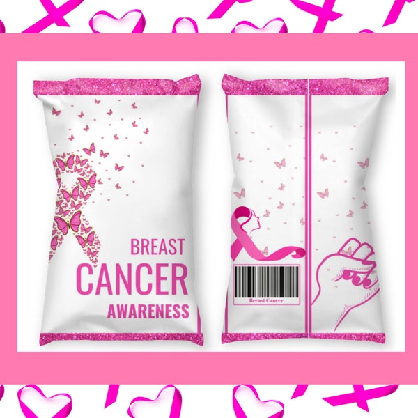 Breast Cancer Awareness Chip Bag -  Breast Cancer Chip Bag -  Cancer Awareness- Pink labels-Fight Cancer-Pink Awareness- Awareness