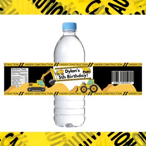 Étiquettes d’embouteilleur d’eau de construction | Étiquettes de construction | Fête d’anniversaire de la construction | La fête d’anniversaire favorise | Construction Treat Labels |