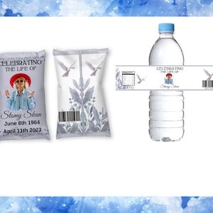 Funeral Bundle Treat Labels , Funeral Chip Bag, Water Bottle Labels ,In Loving Memory Memorial Favor, Funeral Water Labels ,