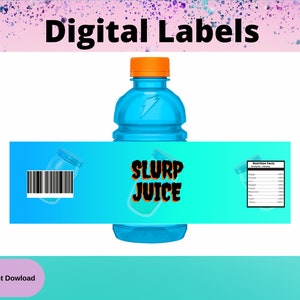 Gamer Slurp Labels -Printable Labels [INSTANT DOWNLOAD] -Gamer Gatorade Label - Video Game Birthday Party Supplies -Gaming Labels Party