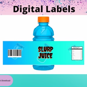 Gamer Slurp Labels -Printable Labels [INSTANT DOWNLOAD] -Gamer Gatorade Label - Video Game Birthday Party Supplies -Gaming Labels Party