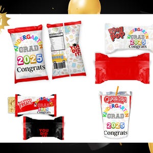 Kinder Graduate Bundle Treat / Sacchetto di patatine per laurea / Festa di laurea per bambini / Bomboniere / Bomboniere per laurea Kinder / Etichette per anelli per laurea 2025