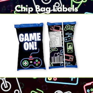 Video Games Chip Bag - Gamer Chip Bag - Gamers Favors - Gamers Party -Video Games Labels - Video Games Favors-INSTANT DOWNLOAD- Game On