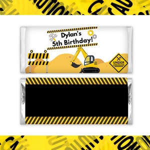 Construction Candy Bar  | Construction Labels | Construction Birthday Party | Birthday Party Favors | Construction Wrappers Labels |