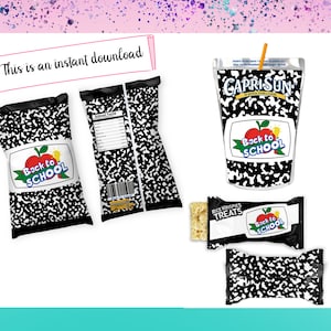 Back to School Treat Labels - Back to School  Chip bag -  Back to School  Labels ,  Back to School  Water -Welcome Back to School Gift