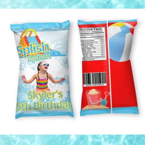Pool Party Chip Bag - Waterpark Party -Waterpark Favors-Sommer Chip Bag - Favor Schwimmen-Splish Splash Birthday - Chip Bag