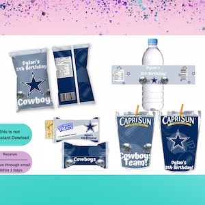 Dallas Birthday Bundle Treat | Cowboys chip bag | Football Birthday Party | Dallas Cowboys Party Favors | Cowboys Party Favors | Birthday