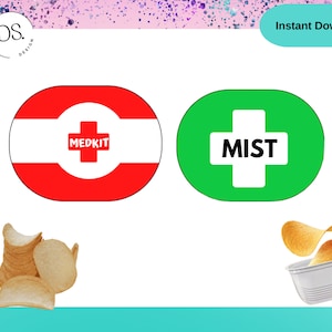 MedKit Mist Bundle Labels Chip Snack 0.67oz -Printable Labels INSTANT DOWNLOAD-Label Video Game Birthday Party Supplies -Gaming Labels Party