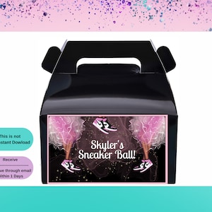 Sneaker Ball Gable box labels, Printable templates, Birthday treat box labels, Sneaker Ball Treat ,  Sneaker Ball Pink,  Sneaker Ball Labels
