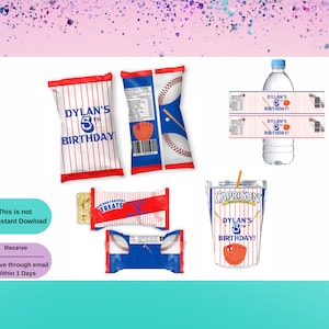 Baseball-Bundle Trea-Baseball-Chip-Taschen-Vorlage – Baseball-Partygeschenke – Baseball-Party-Dekoration – Baseball-Verpackungen – Baseball-Leckerli-Party