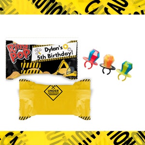 Construction Ring Candy | Construction Labels | Construction Birthday Party | Birthday Party Favors | Construction Treat Labels |