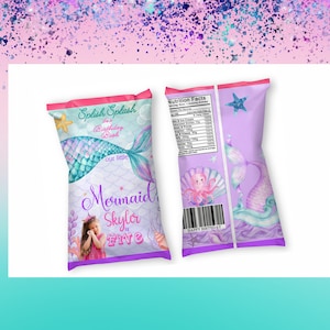 Mermaid Chip Bag Labels-Mermaid Treat Labels -Mermaid Chip Bag -Mermaid Birthday-Mermaid  Party Labels - Mermaid  Favors