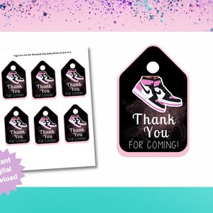 Sneaker Ball Tag | Sneaker Ball Pink | Sneaker Birthday Party | Birthday Party Favors | Sweets 16 Thanks Card | Tag Sneaker Glitter |