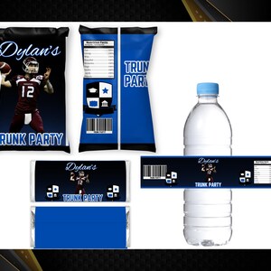Trunk Party 2025 Bundle - Graduation Party-College Bound Treat- Chip Bag Trunk Party-Trunk Party Wrappers - Trunk Party Water-Blue Labels
