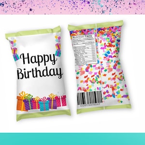 Happy Birthday Chip Bag -Geburtstag Party -Happy Birthday Favors- Chip Bag Birthday - Birthday Treat - Birthday Labels - Birthday Decor