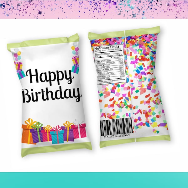 Happy Birthday Chip Bag -Birthday Party -Happy Birthday Favors- Chip Bag Birthday - Birthday Treat - Birthday Labels - Birthday Decor