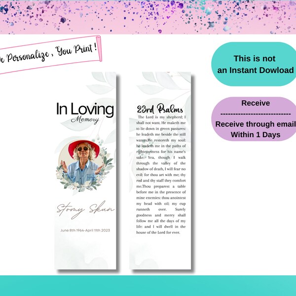 Laminated Obituary Bookmarks Etsy