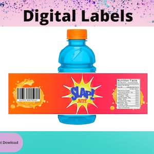 Gamer Slap Juice Labels -Printable Labels [INSTANT DOWNLOAD] -Gamer Gatorade Label - Video Game Birthday Party Supplies -Gaming Labels Party