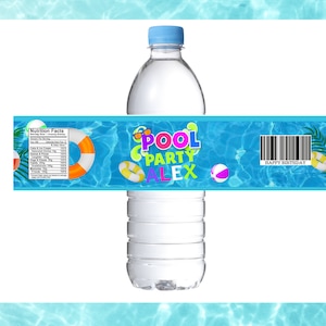 Pool Party Wasser Abfüller Etiketten - Pool Party Vorlage - Sommer Gastgeschenke - Pool Party Dekor - Pool Party- Pool Party Etiketten- Sommer