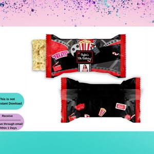 Movie Night Rice Cookies - Movie Template - Movie Party Favors - Movie Party Decor - Movie Rice Cookies Labels - Movie Treat Party