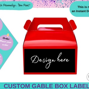 Boîte à pignon personnalisée - Cadeaux personnalisés - Personnalisé n'importe quelle conception - Imprimable - Étiquettes de boîte à pignon N'importe quelle conception - Cadeaux personnalisés pour soirée - Imprimable