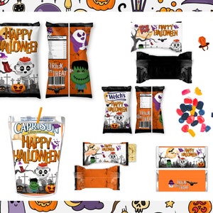 Halloween Bundle Trea - Halloween  Chip Bag - Halloween Favors-Halloween Treat-Halloween  Juice Pounch - Halloween  Wrappers- Halloween Ring