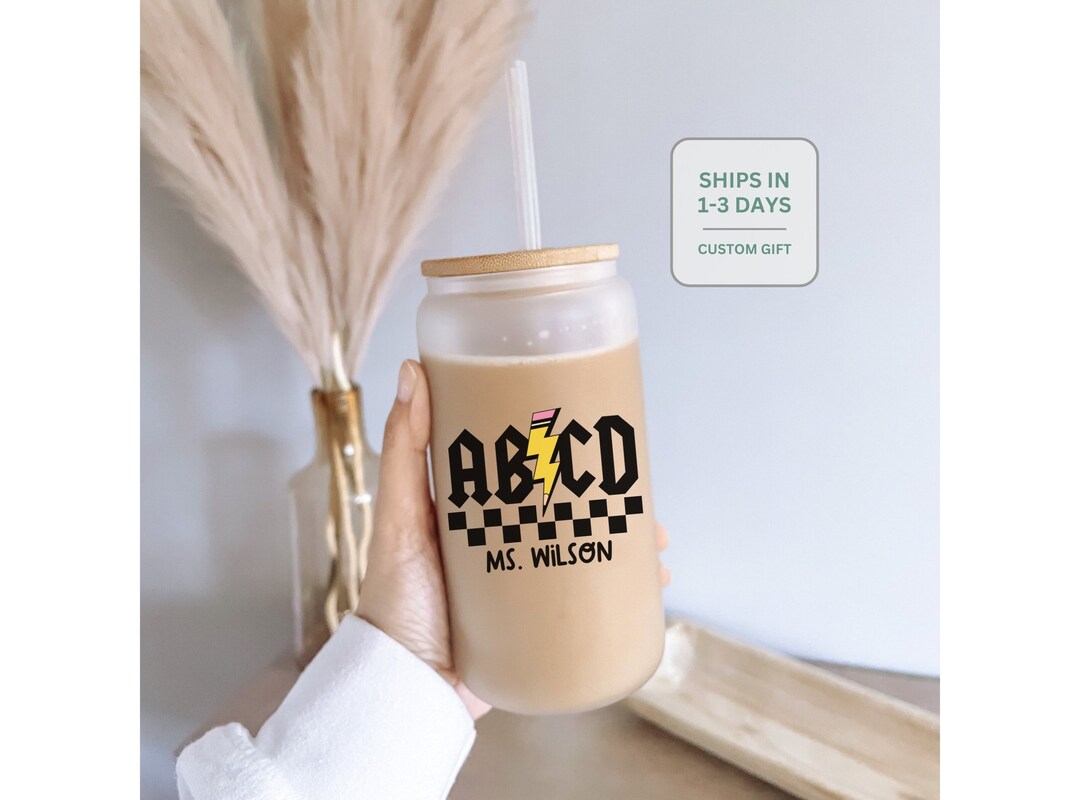 Personalized ABCD Teacher Iced Coffee Cup, Customized Teacher Tumbler ...