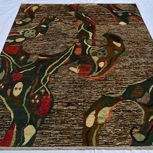 Turkmen Modern Design Gabbeh Rug - Un Dyed And Soft Wool Rug - Hand Knotted Afghan Tribal Rug - Rug For Livingroom, Bedroom - 240x180 Cm Rug