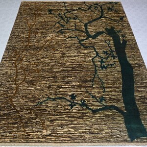 Gorgeous Tree Of Life Design Gabbeh Rug - Afghan Hand Knotted Un Dyed Wool Rug - 5&#39;7 x 7&#39;11 ft High Pile Area Rug - Bedroom, Kidsroom Rug