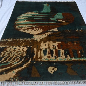 Afghan Gabbeh Area Rug - Modern Design Hand Knotted Gabbeh Rug - Multi-color 5&#39;8x7&#39;8 ft  Bedroom Rug - Afghan Oriental Rug - living room Rug