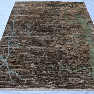 6&#39;1 x 7&#39;9 ft Natural Wool Gabbeh Rug - Tree Of Life Design Handmade Area Rug - Afghan Oriental Rug- Rug For Bedroom - Soft And High Pile Rug