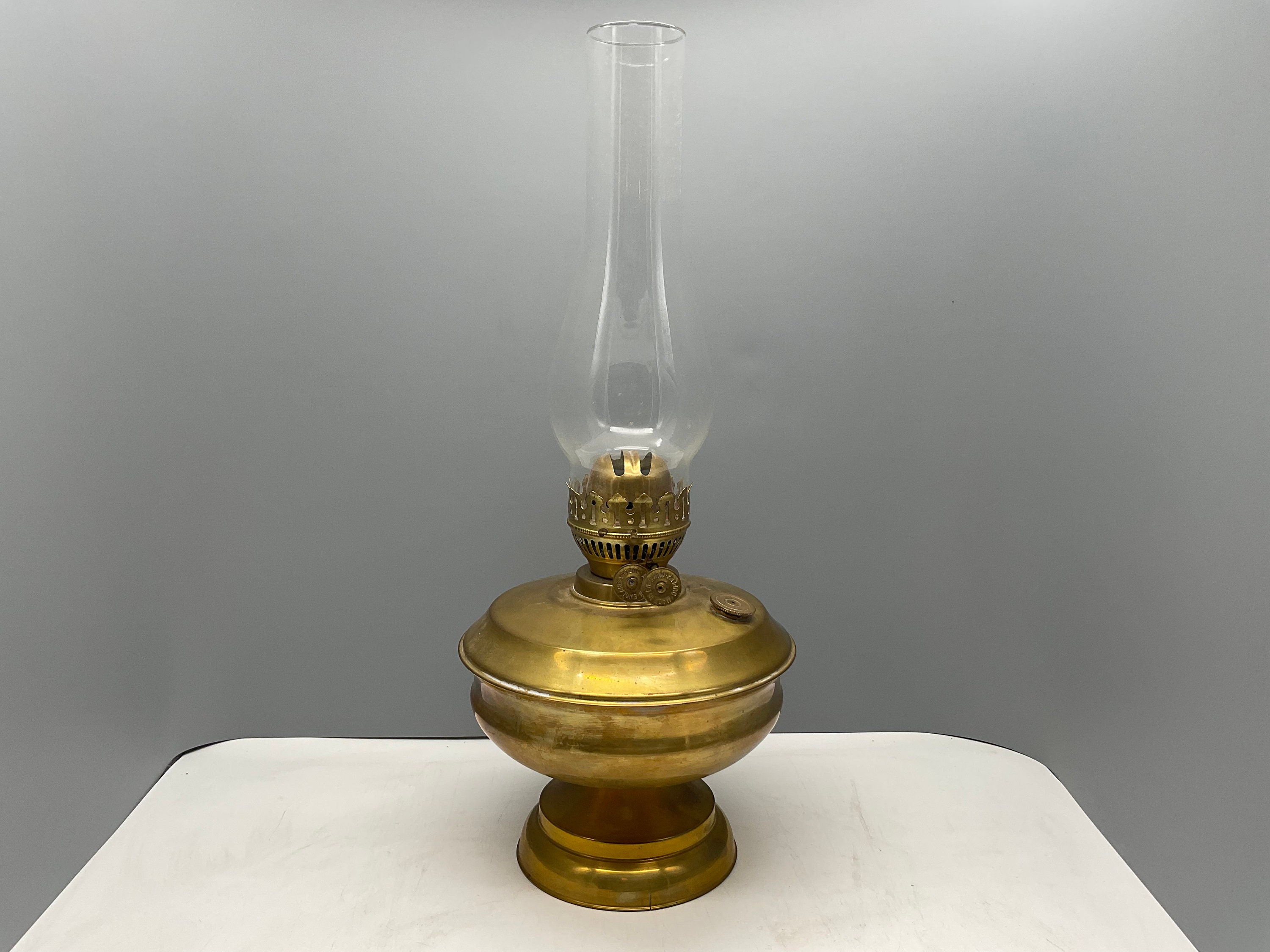 Vintage English Made Duplex Burner Brass Oil Lamp Etsy