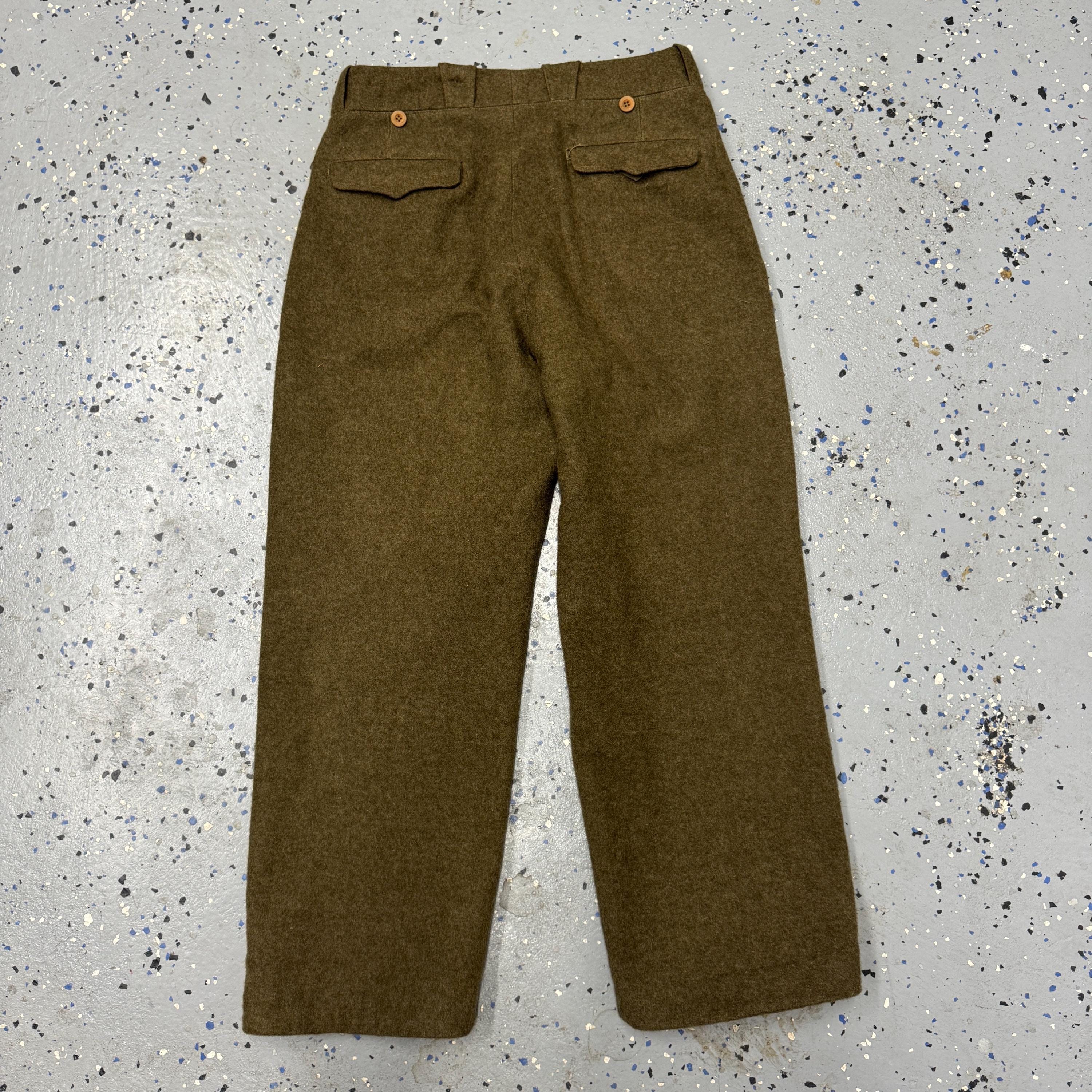 Mens Vintage Wool Pants Zip Waldes Blue Trousers 40s 30s 50s