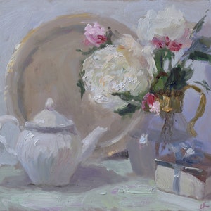A Gift - Original impressionist oil painting