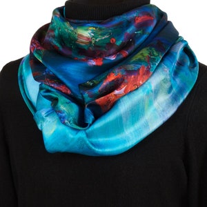 Water Lilies, 43-inch Square Italian Silk Scarf
