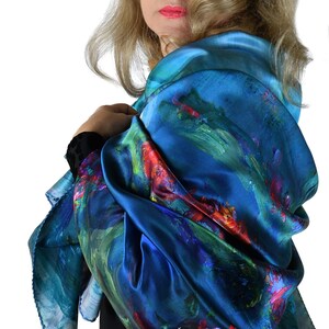 Water Lilies, 43-inch Square Italian Silk Scarf