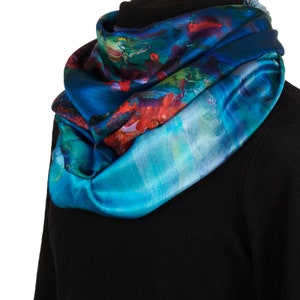 Water Lilies, 43-inch Square Italian Silk Scarf