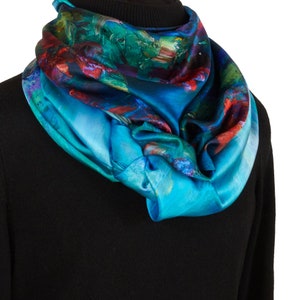 Water Lilies, 43-inch Square Italian Silk Scarf