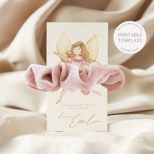Fairy Scrunchie Tag Template Fairy Birthday Scrunchie Card Magical Party Favour Editable Digital Download Fairy First Scrunchie Label