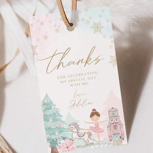 Nutcracker Ballet Birthday Thank You Tag Sugar Plum Fairy Birthday Party Favor Birthday Editable Goodie Bag Tag Template Digital Printable