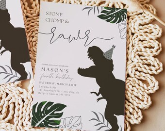EDITABLE Dinosaur Birthday Invitation Birthday Invitation for Kids Dino Birthday Invite Boho Dinosaur Invitation Birthday Invitation for Boy