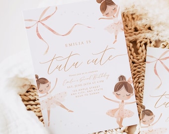 Tutu Cute Birthday Invitation Second Birthday Invitation Boho Tutu Cute Invite 2nd Birthday Invitation Girl Ballerina Invitation Ballet Boho