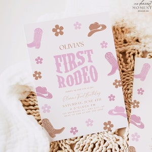 First Rodeo Invitation Template Cowgirl First Birthday Invite Wild West Cowgirl 1st Rodeo Southwestern Ranch Editable Instant Download Boho