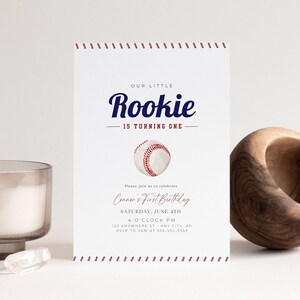 Rookie Year First Birthday Invitation Digital Template Sports 1st Birthday Invitation for Boy Printable Baseball First Birthday Invitation