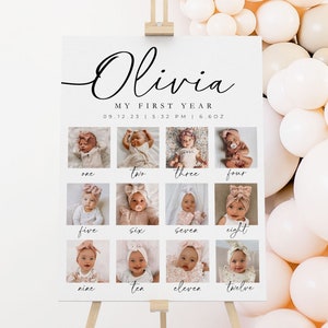 Minimalist First Birthday Photo Poster Template (Digital Download)