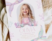 Editable ANY AGE Mermaid Birthday Invitation Mermaid Bash Under the Sea Birthday Invite Girl Birthday Party Pink Pastel Ocean Splish Splash