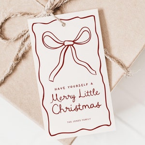 Editable Christmas Gift Tag Template Printable Present Tags Santa Xmas Gift Label Cute Christmas Holiday Favor Tags for Kids School