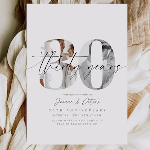 30th Anniversary Invitation 30th Wedding Anniversary Invite with Photo Instant Download Printable Editable Template Boho Minimalist 30 th