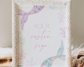 Editable Mermaid Birthday Welcome Sign ANY AGE Birthday Welcome Poster Under the Sea Theme Girl Digital Template Instant Download Pastel