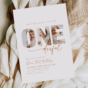 Editable Onederful Birthday Invitation Isn't She Lovely Isn't She Onederful First Birthday Invite Boho 1st Birthday Girl Bday Template Girl